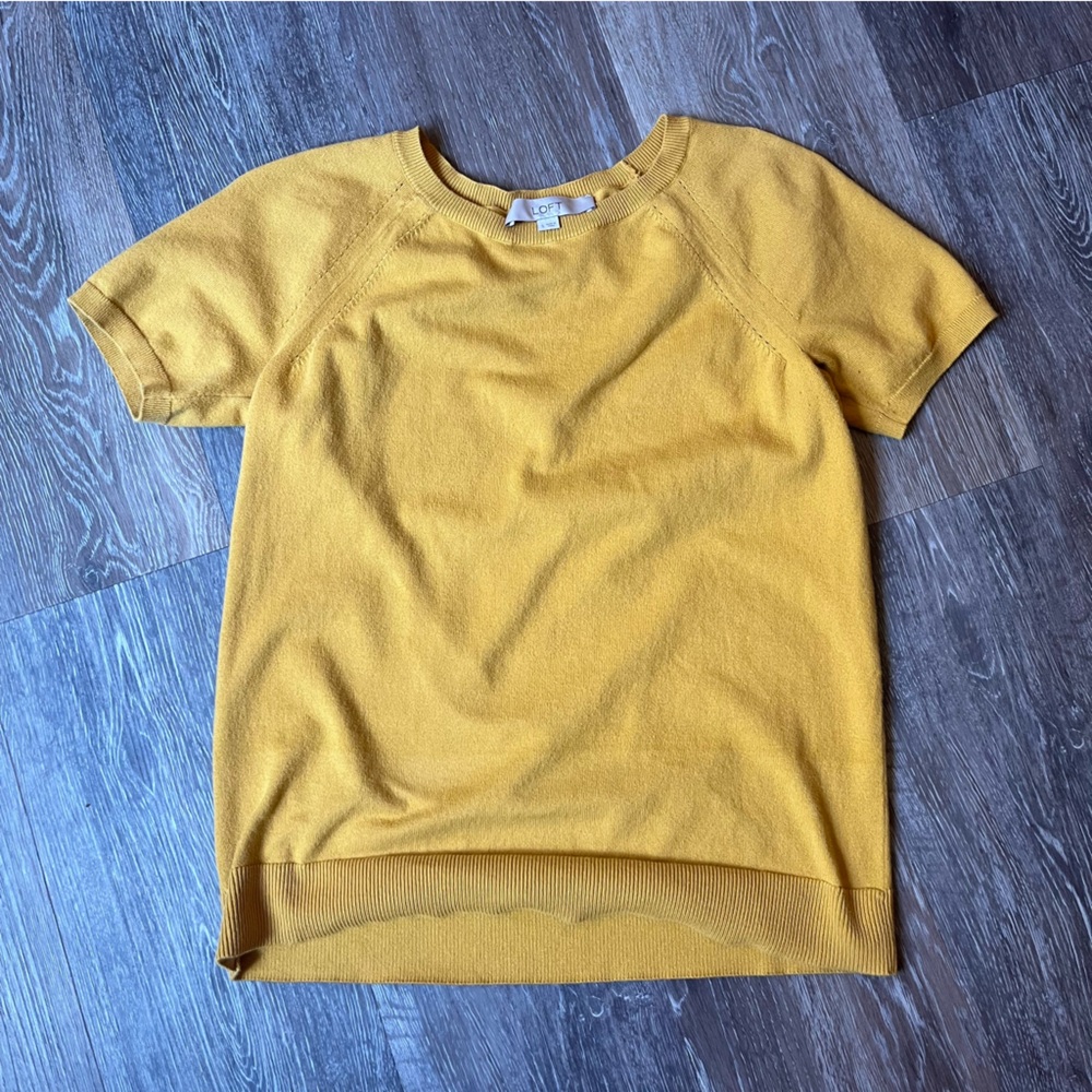 Loft Mustard Yellow Knit Top